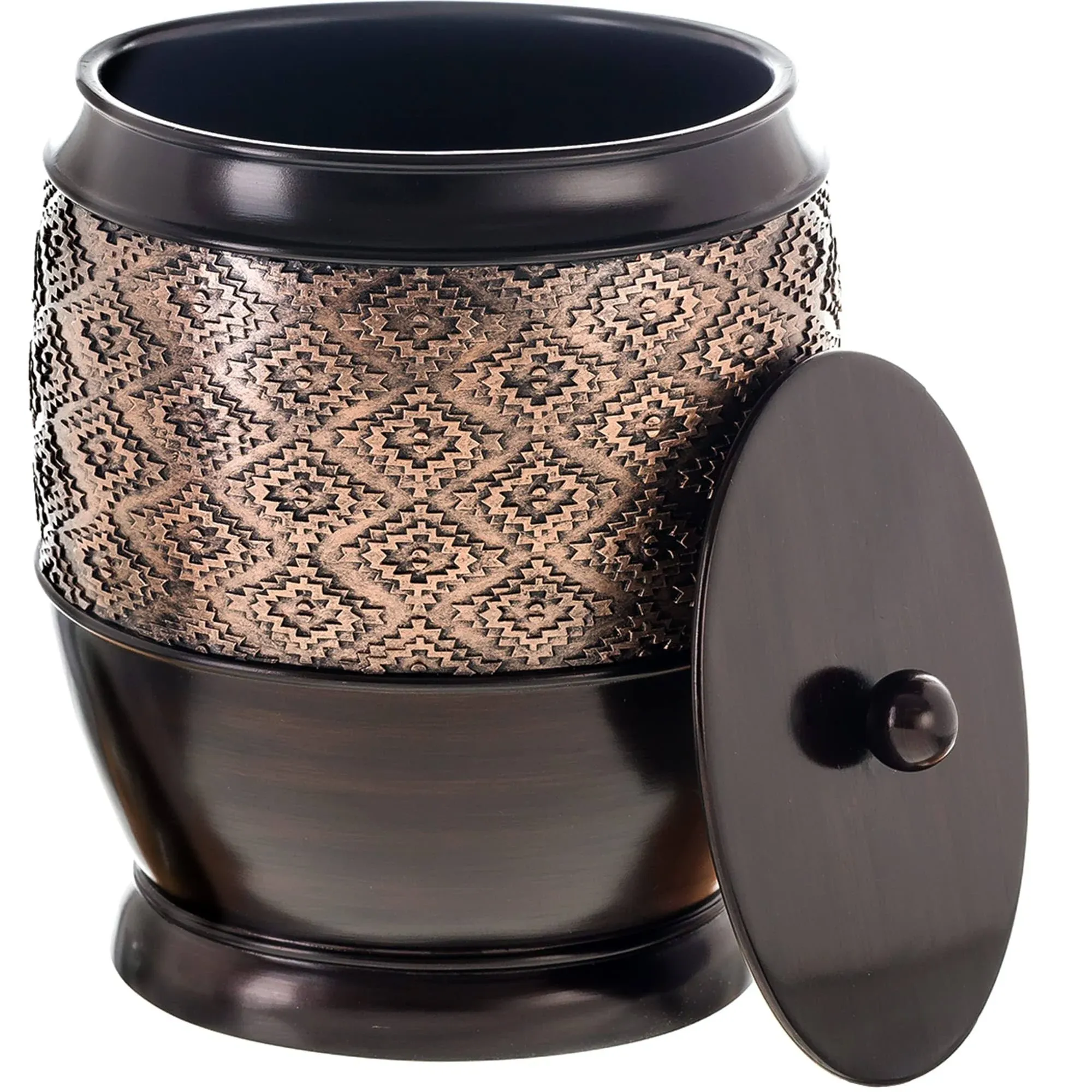 Dublin Small Trash Can with Lid - Decorative Waste Basket Durable Resin Slim