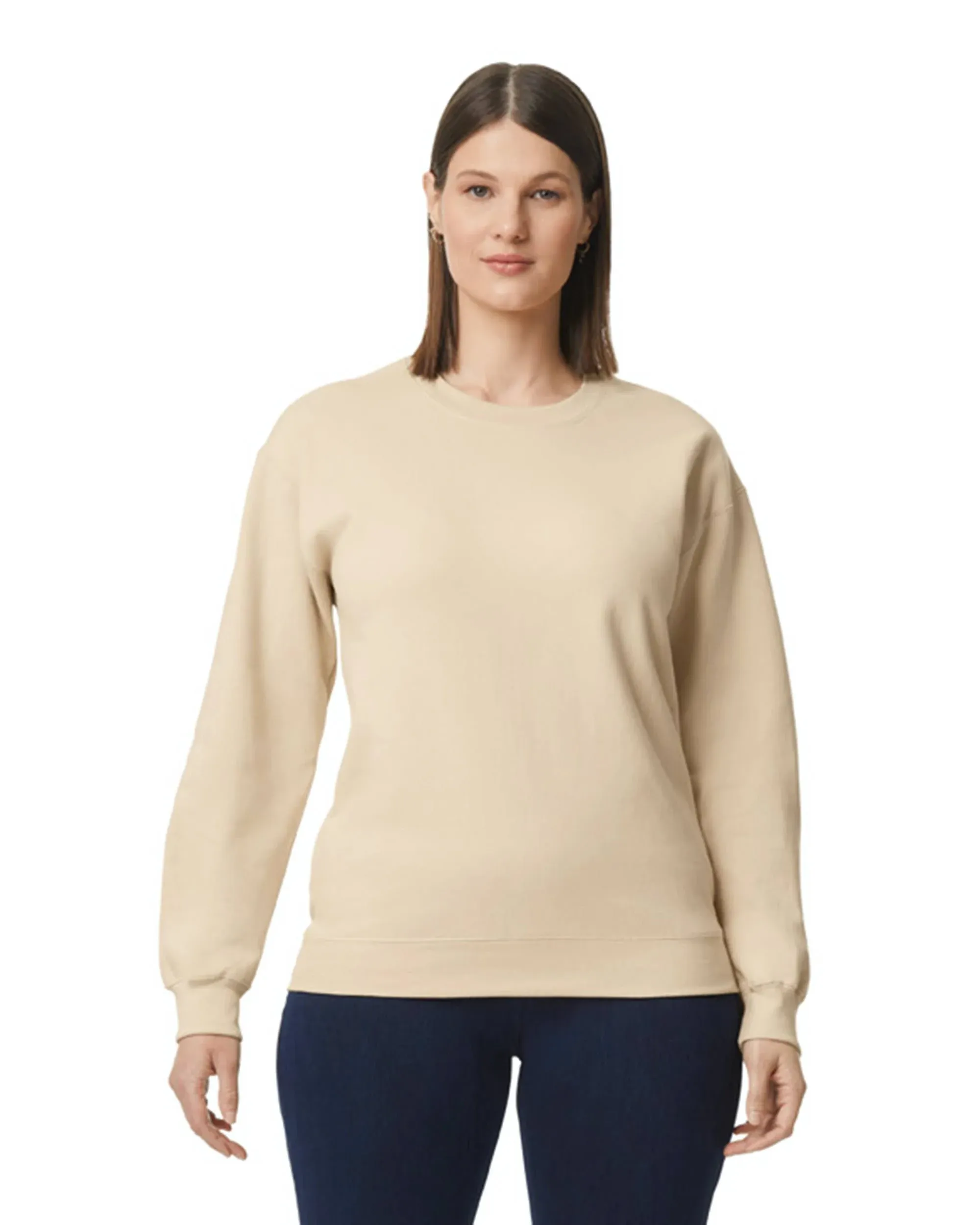 Gildan SF000 - Adult Softstyle Fleece Crew Sweatshirt, Sand, L