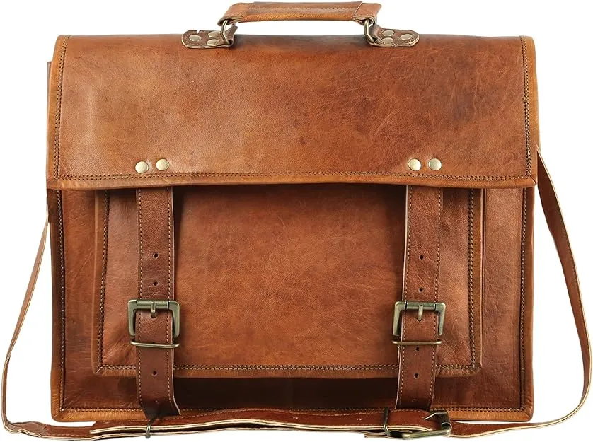 Vintage Leather Messenger Satchel Laptop Briefcase Computer Bag for men &amp; women7