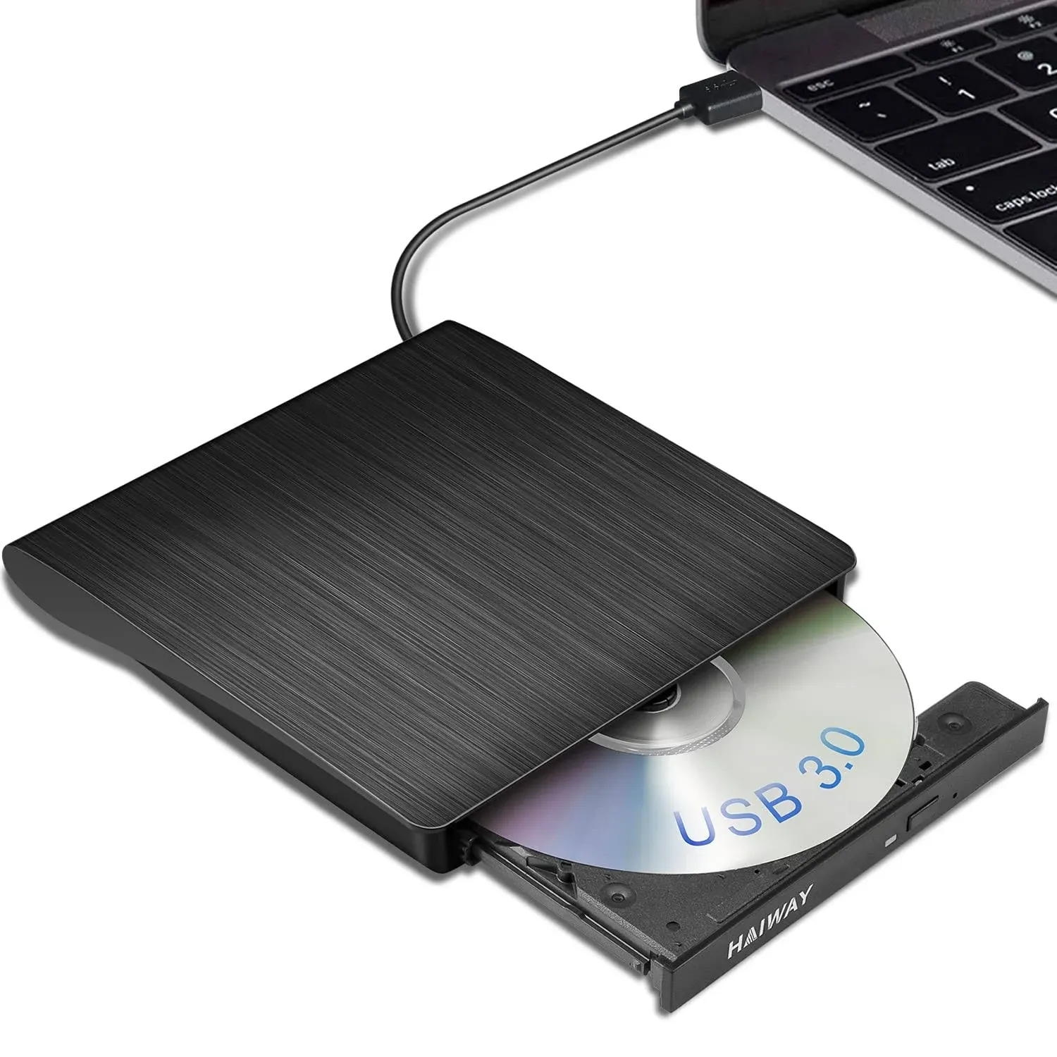 External DVD Drive, USB 3.0 Type-C CD Burner Portable CD DVD +/-RW Optical Drive Slim CD DVD ROM Rewriter CD/DVD Player Writer Reader for Laptop Desktop MacBook PC Windows Linux Mac OS (Black)