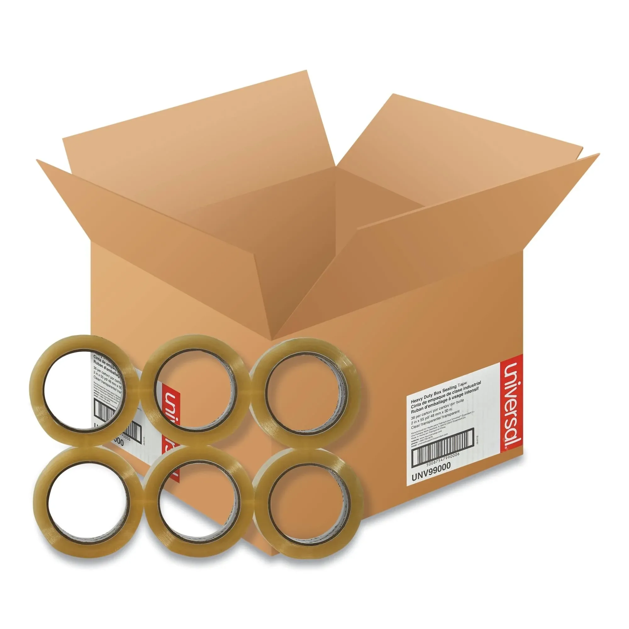 Heavy-Duty Box Sealing Tape, 3" Core, 1.88" x 54.6 yds, Clear, 36/Carton