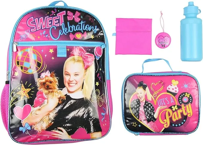 Nickelodeon Jojo Siwa Party Sweet Celebrations Graphic Backpack 5 PC Mega Set