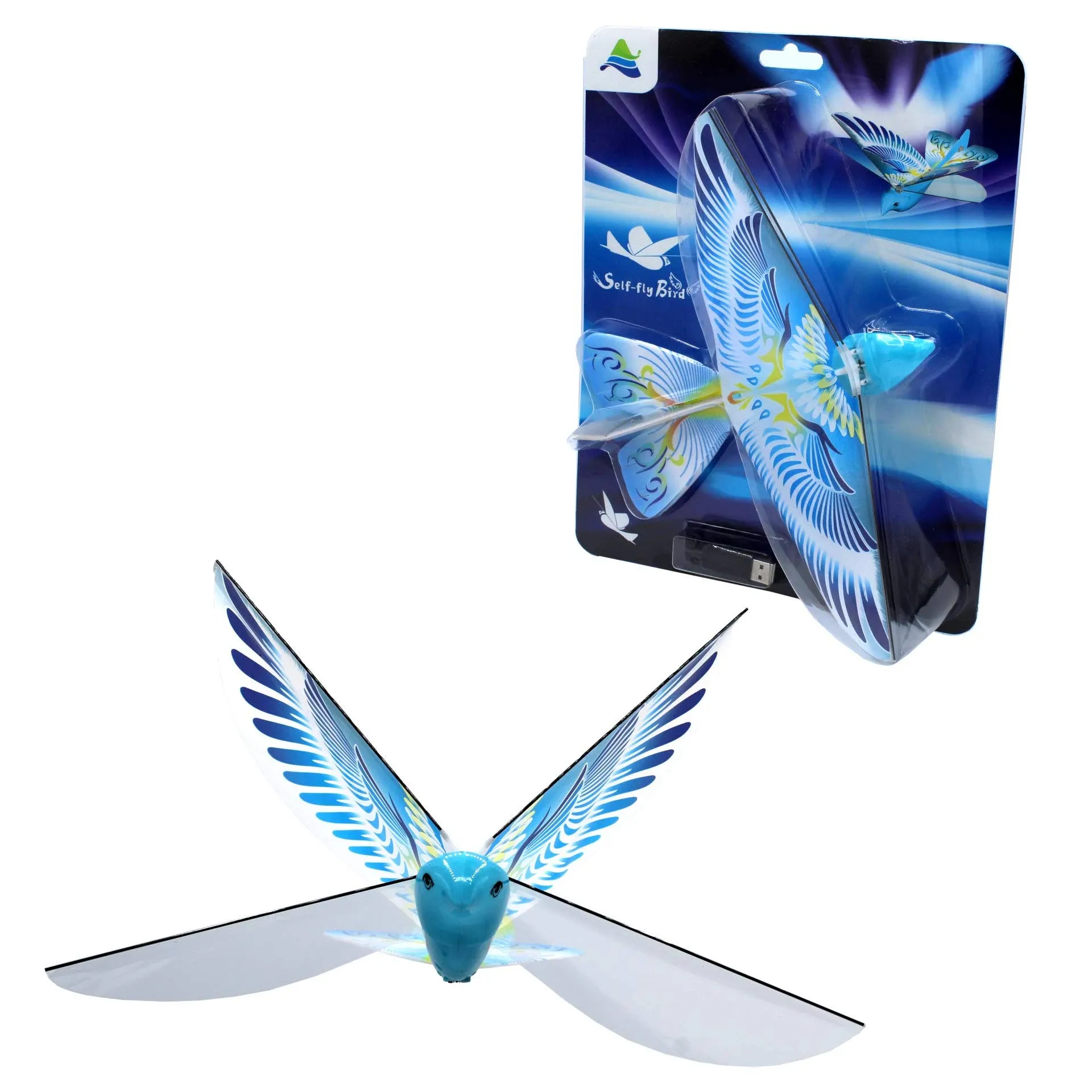 Self Flying eBird Blue Pigeon - Electronic Flying Flapping Wings Bird Toy Drone