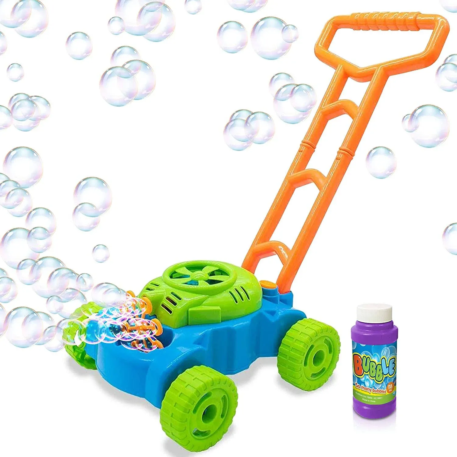 ArtCreativity Pink & Purple Bubble Lawn Mower for Toddlers | Electronic Bubble Blower Machine | Fun Bubbles Blowing Push Toys for Kids | Bubble