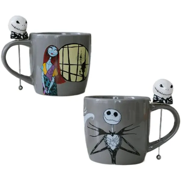 Disney Nightmare Before Christmas Stirrer Mug | Cute Ceramic Housewarming Gifts For Men and Women And Kids | Official Licensee | 1 Mug (New Day Design)