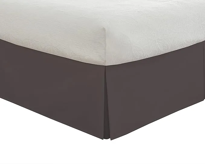 Lux Hotel Microfiber Tailored Style Bed Skirt with Classic 14 Inch Drop Length, Twin, White