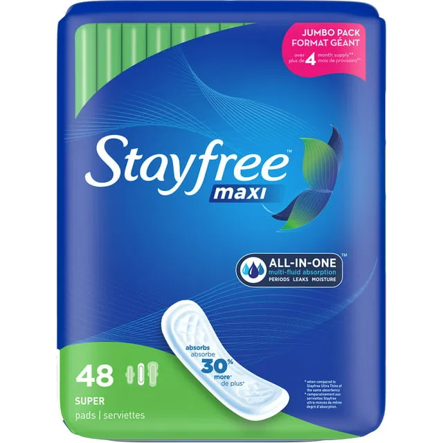 Stayfree Super Long Pads For Women, Wingless Unscented, Super