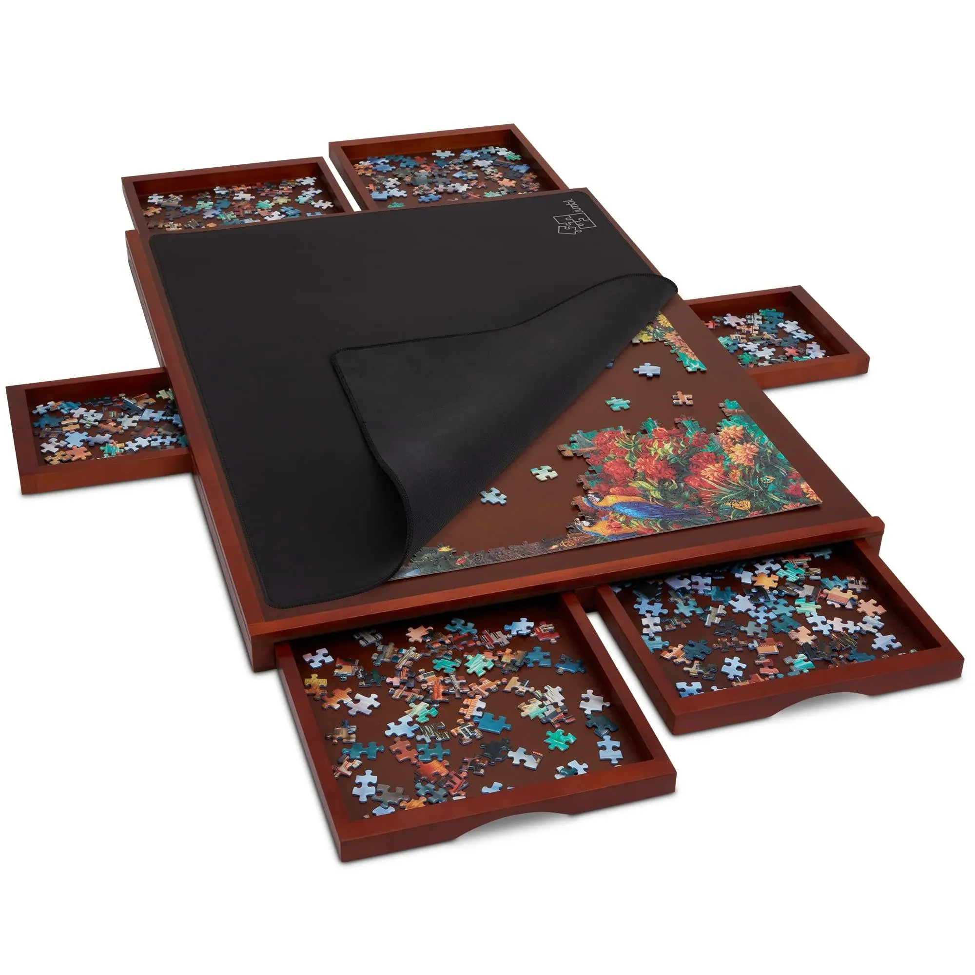 Jumbl 1000-Piece Puzzle Board - Puzzle Table with Legs, Cover & 6 Removable Drawers