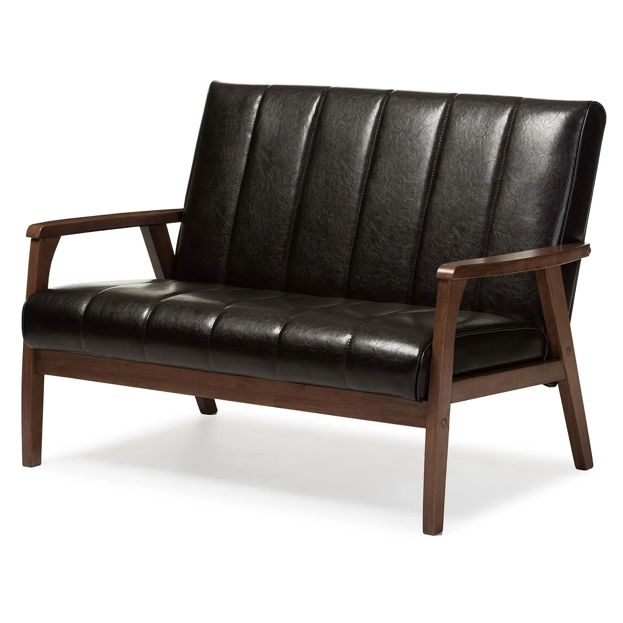 Baxton Studio Nikko Mid-century Modern Faux Leather 2-Seater Loveseat