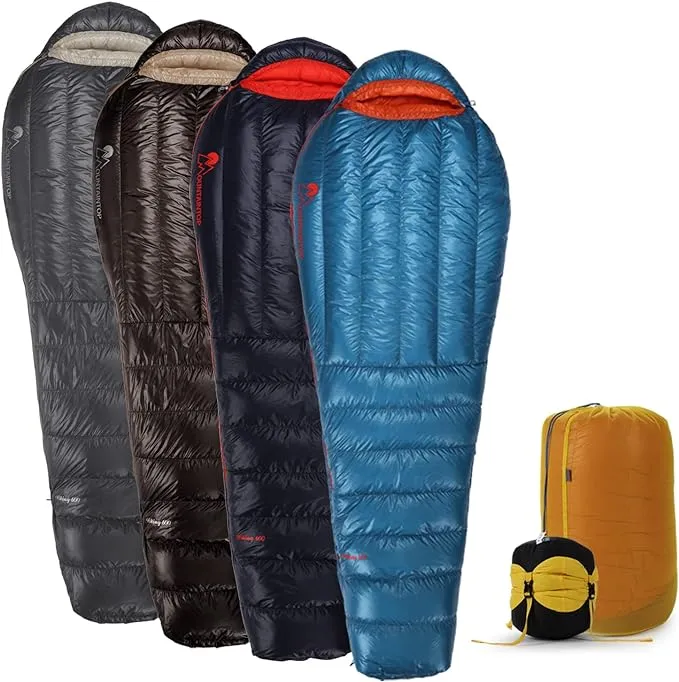 Mountaintop Ultralight Mummy Down Sleeping Bag 650 Fill Power Duck Down Suits for 32 Degree F for Camping Hiking Backpacking