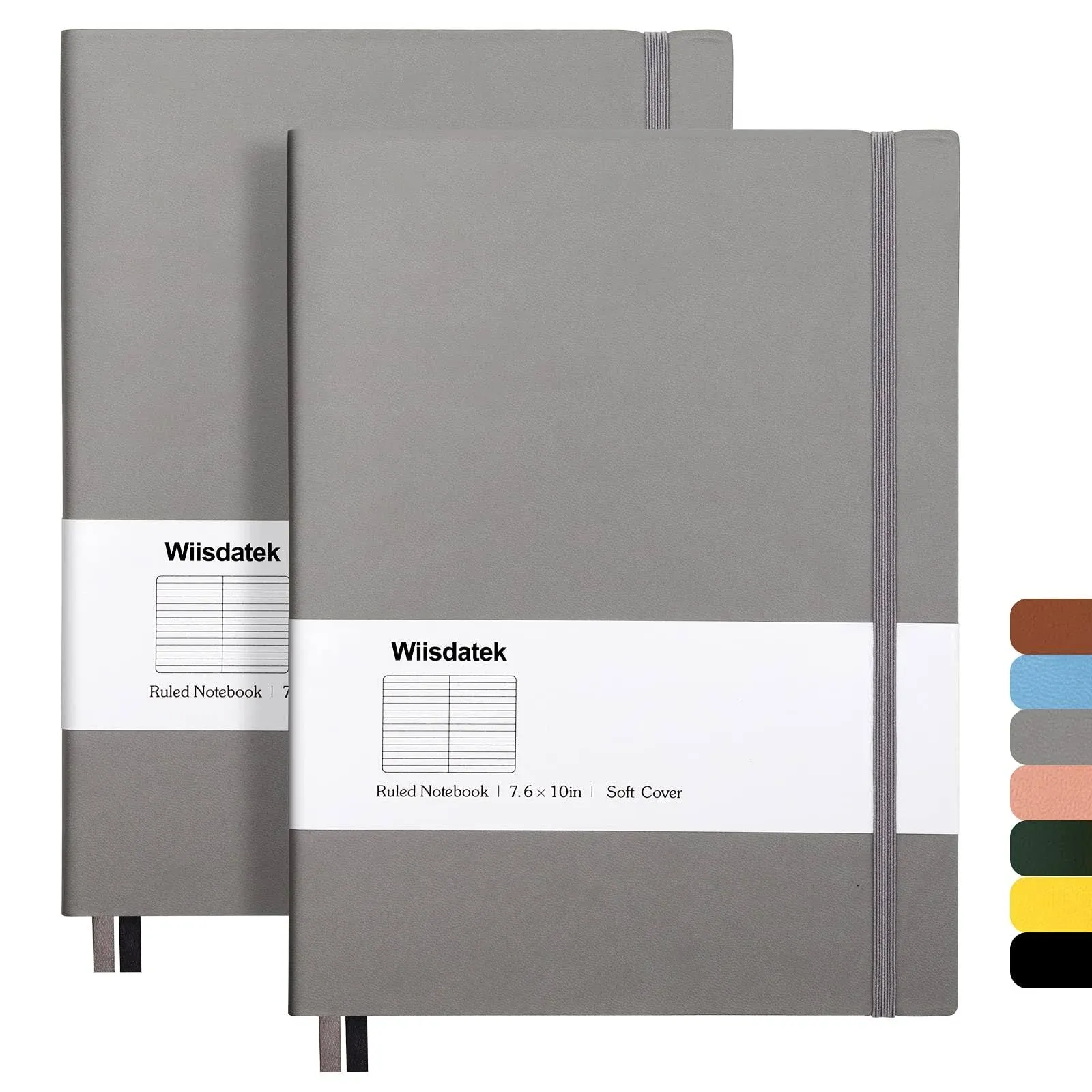 Wiisdatek B5 College Ruled Notebooks - 2 Pack B5 Large Journal Notebooks with 376 Numbered Pages,100gsm Thick Lined Paper,Soft PU Leather Cover,7.6