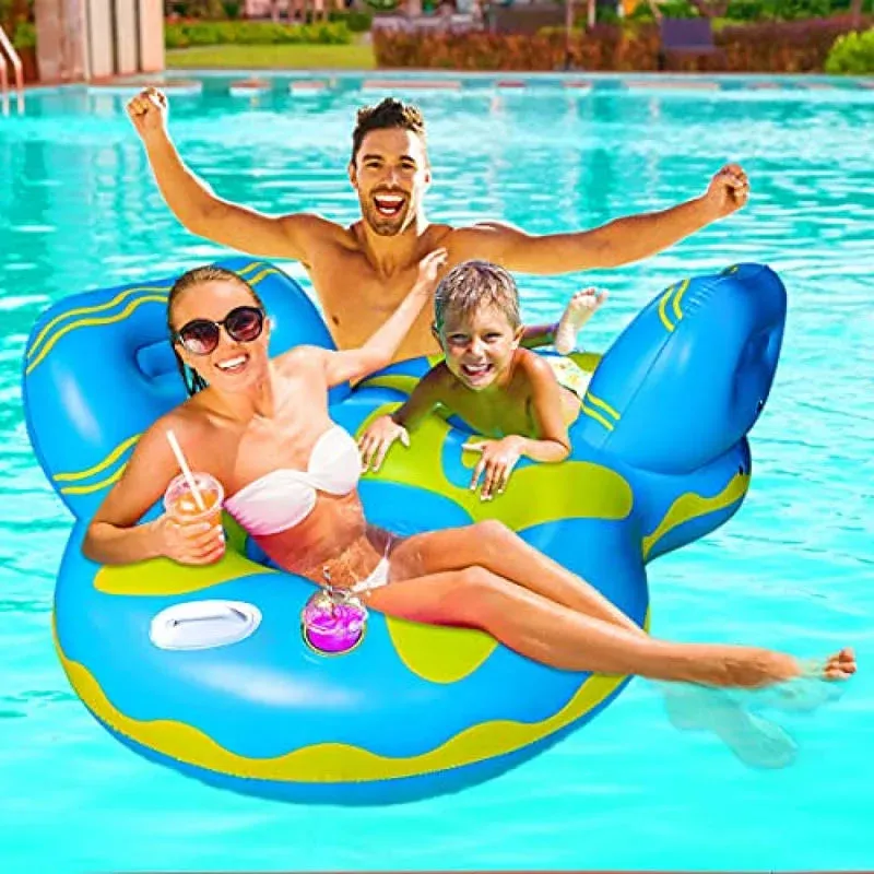 Pool Lounger Float For Adult Float Hammock Mesh Bottom Pool Float With Two 