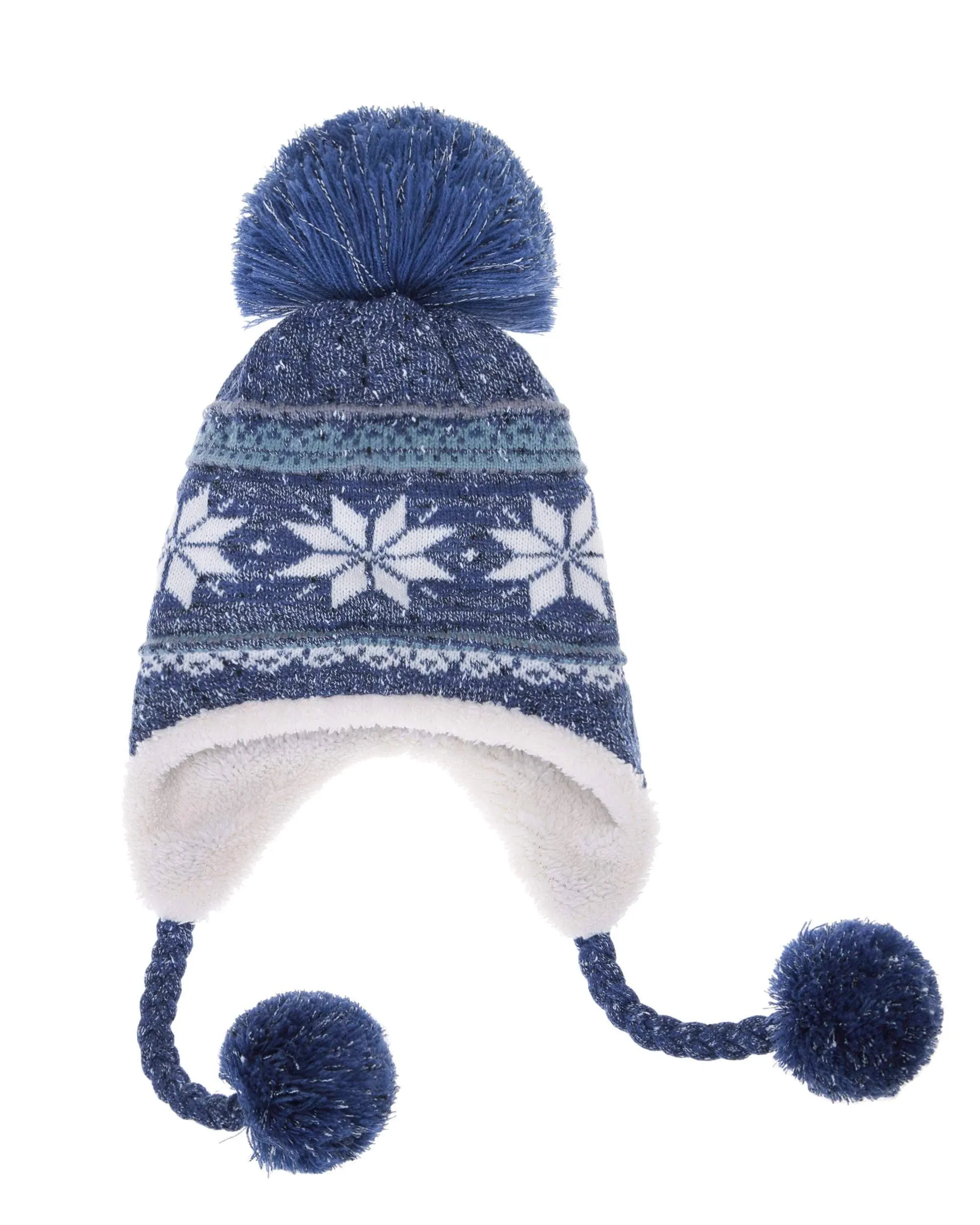 Dosoni Winter Hats for Women Knit Beanie Soft Warm Fleece Lined Long Ear Straps Snow Ski Cap with Pompom