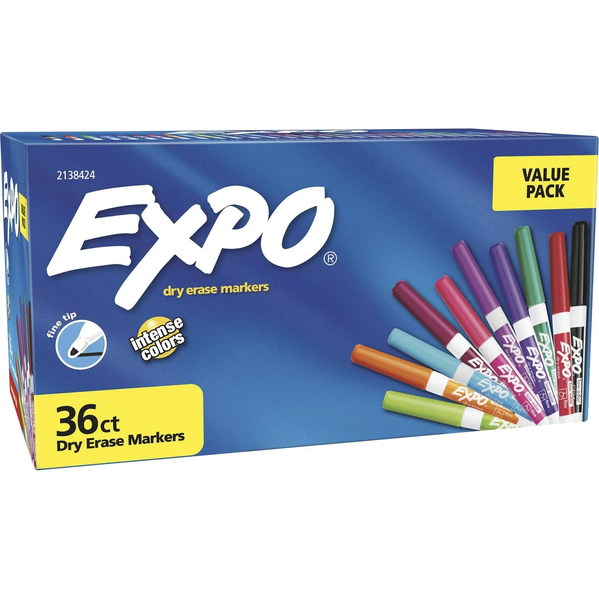 Expo Low Odor Dry Erase Markers, Fine Tip, Assorted Colors, 36 Count