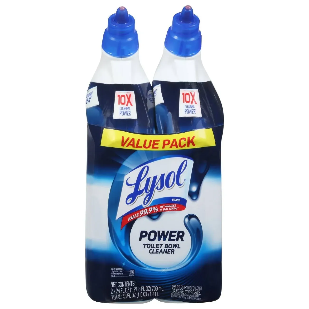 Lysol Power Toilet Bowl Cleaner Gel, For Cleaning and Disinfecting, Stain Removal, 24oz (Pack of 3)