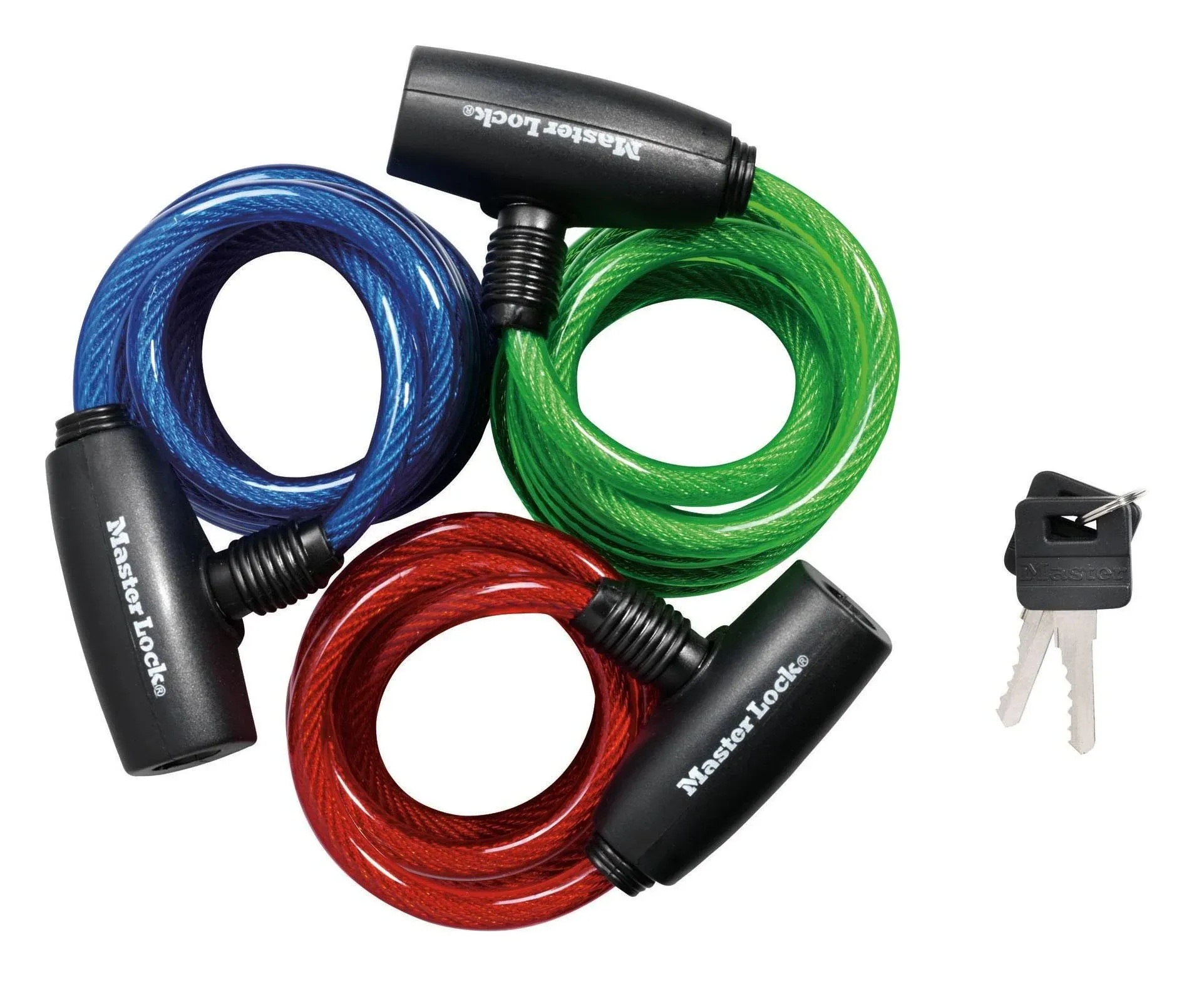 Cable Lock with Key, Assorted Colors, 3 Pack