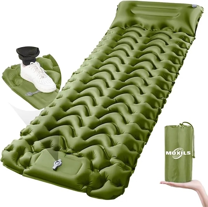 MOXILS Sleeping Pad, Ultralight Inflatable Sleeping Pad for Camping, Built-in Pump, Ultimate for Camping, Hiking, Airpad, Carry Bag