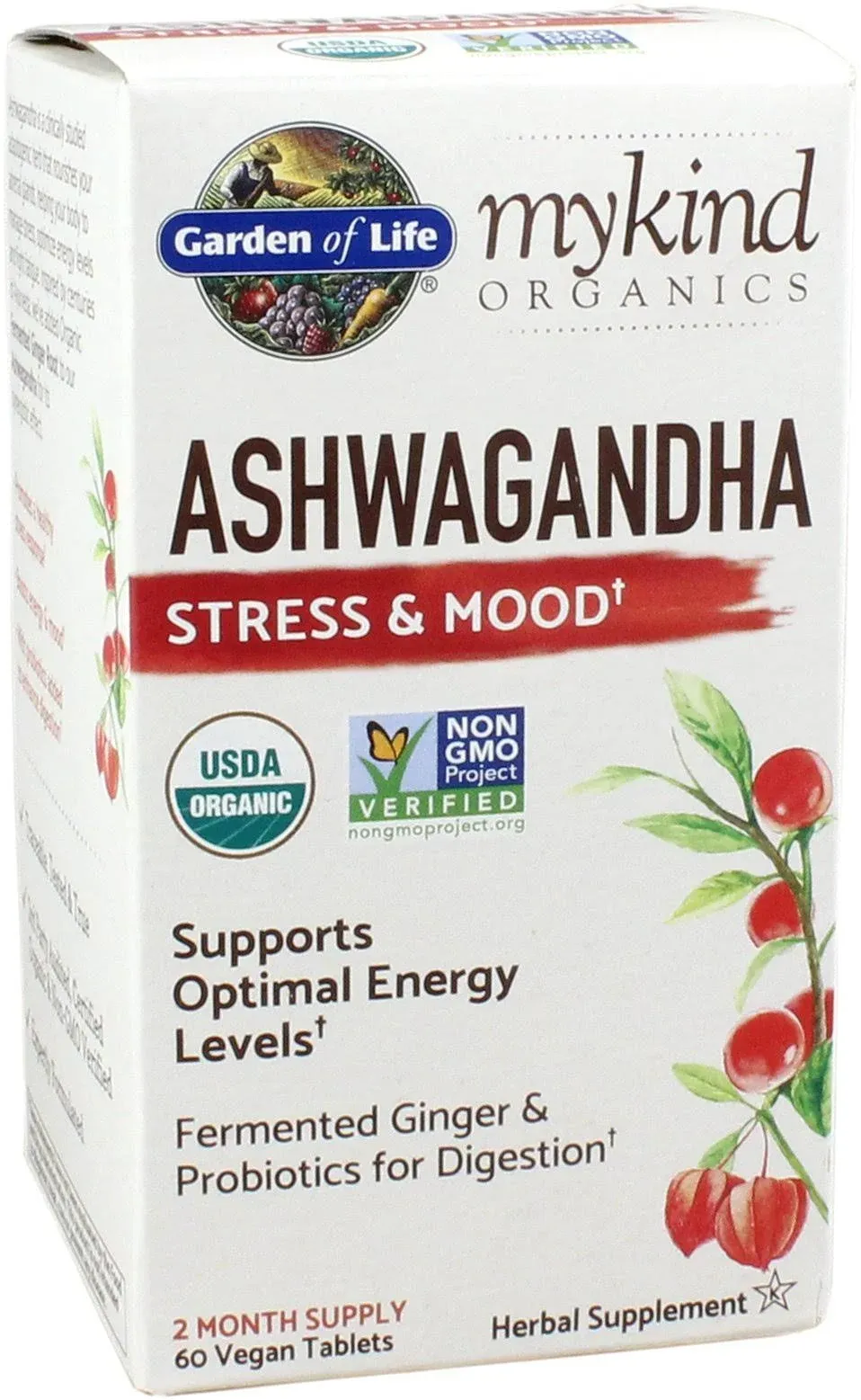 Mykind Organics Ashwagandha Stress & Mood 60 Vegan Tablets Garden of Life