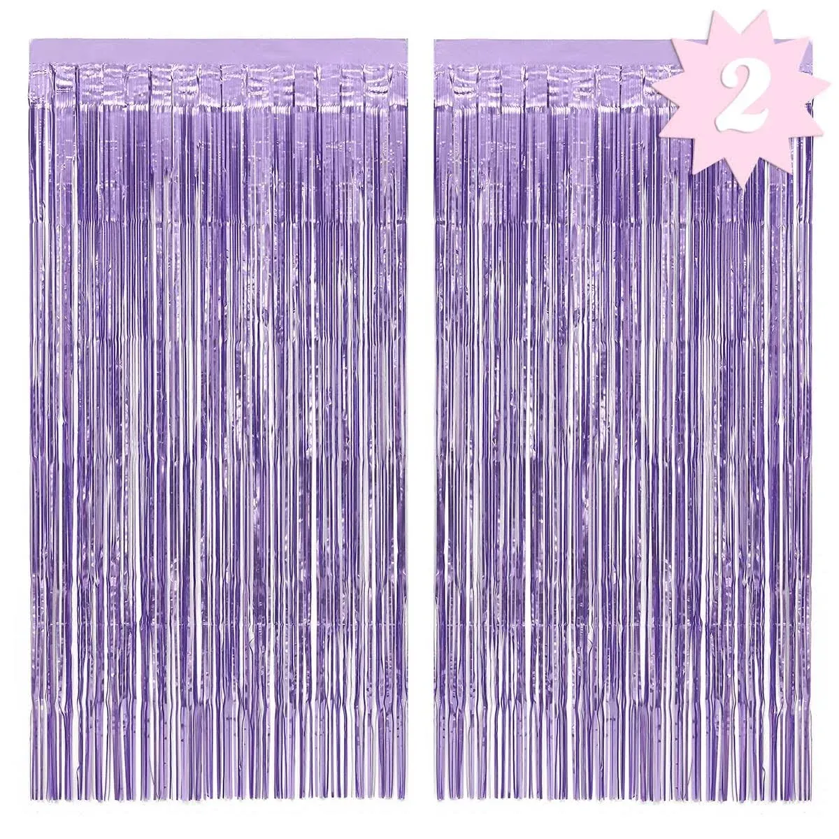 Party Decorations Matte Purple Fringe Foil Curtain - Set of 2 | Bachelorette Bri