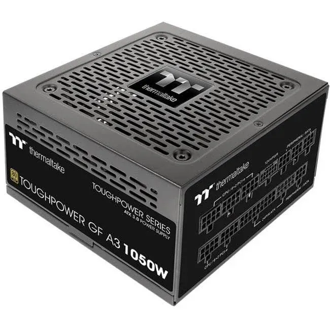 Thermaltake Toughpower GF A3 ATX 3.0 1050W 80+ Gold Full Modular SLI/Crossfile Ready Power Supply; PCIe Gen.5 600W 12VHPWR Connector Included; PS-TPD-1050FNFAGU-L)