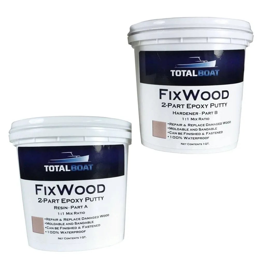 TotalBoat Fixwood | Marine Grade Epoxy Putty | Stainable Paste Filler for Damaged Wood Repair or Replacement