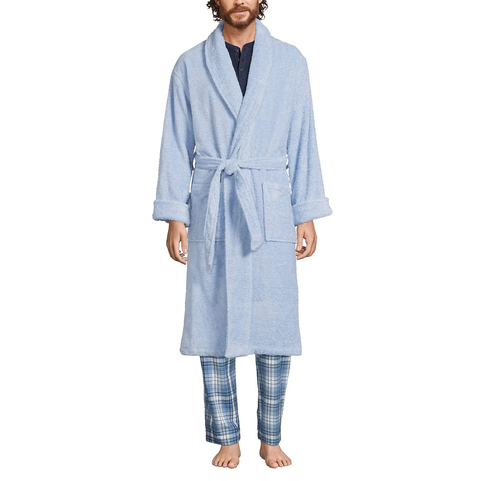 Lands' End Men's Calf Length Turkish Terry Robe