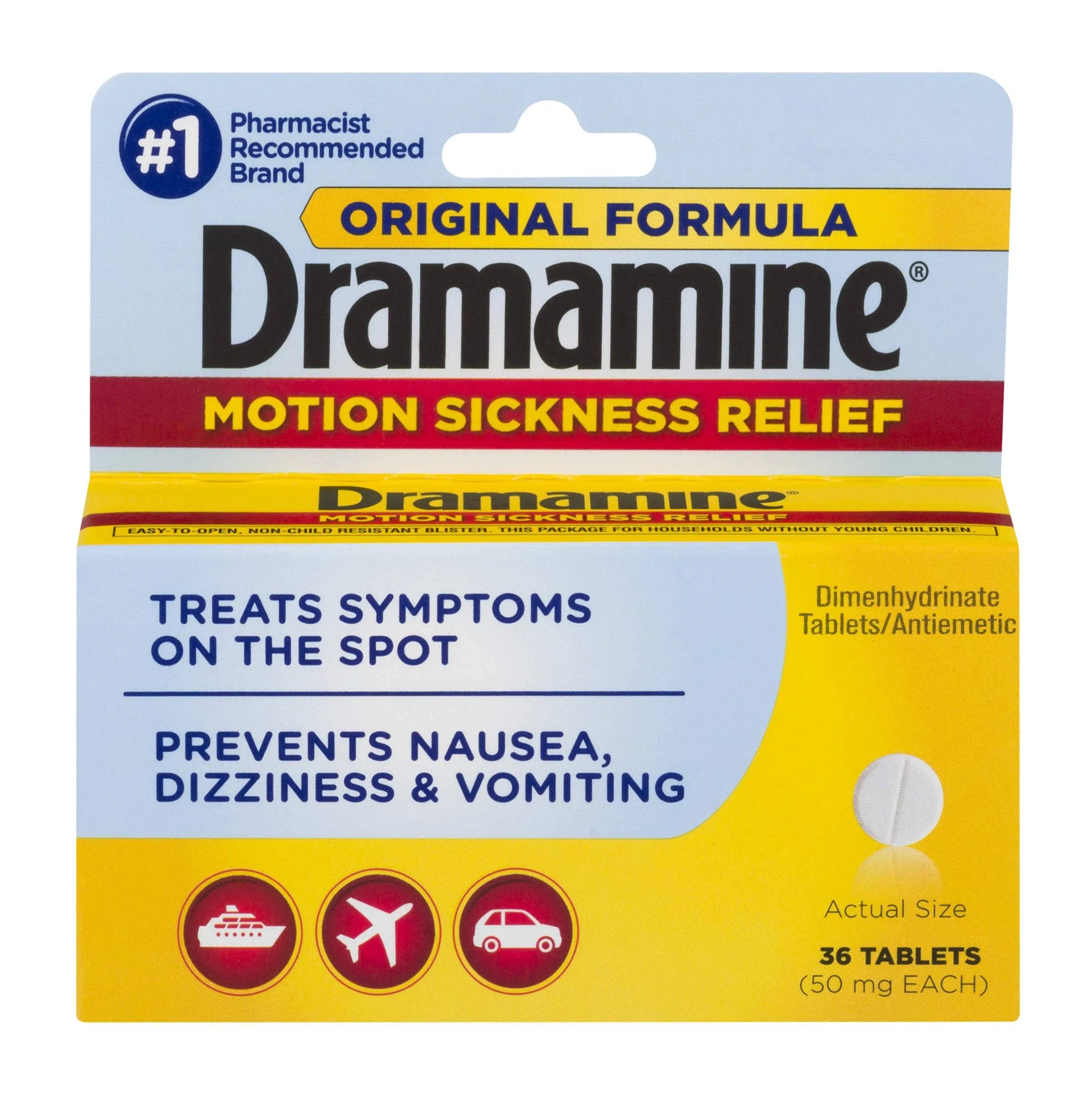 Dramamine Original Formula Motion Sickness Relief 36 Tablets