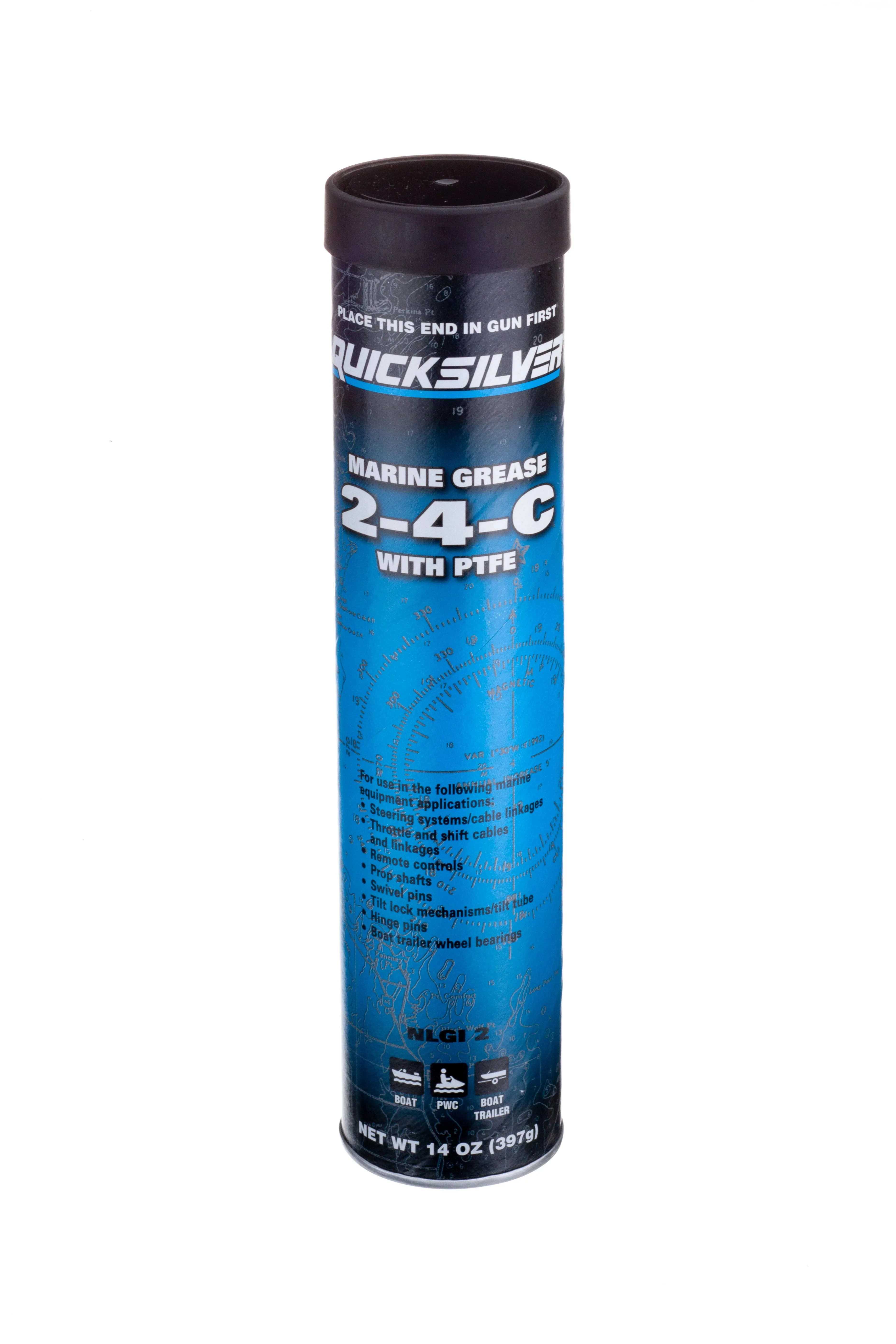 Quicksilver 802863Q1 2-4-C Marine Grease & Lubricant with PTFE Cartridge - 14 oz