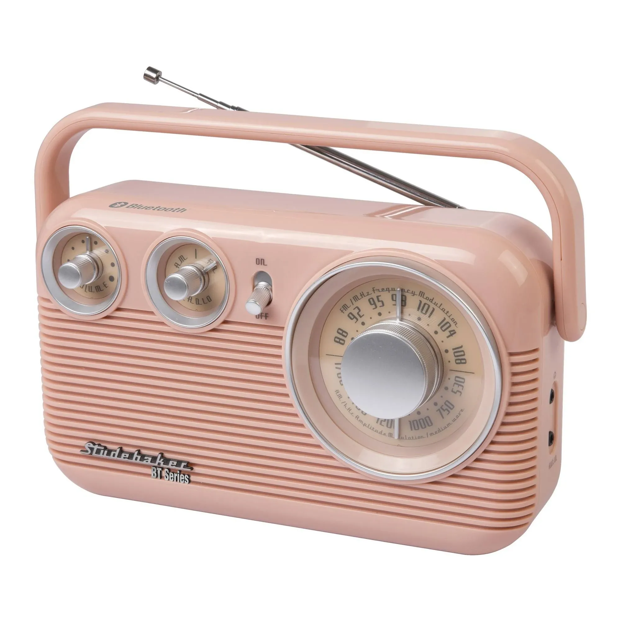 Studebaker SB2003BTRG Portable AM/FM Radio with Bluetooth - Rose Gold