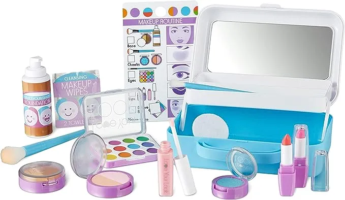 Melissa & Doug Love Your Look Pretend Makeup Kit Play Set – 16 Pieces for Mess-Free Pretend Makeup Play (DOES NOT CONTAIN REAL COSMETICS)