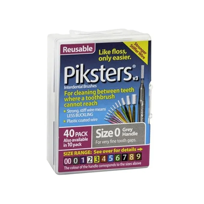 Piksters Interdental Grey Handle Size 0 Brush 40 Pack