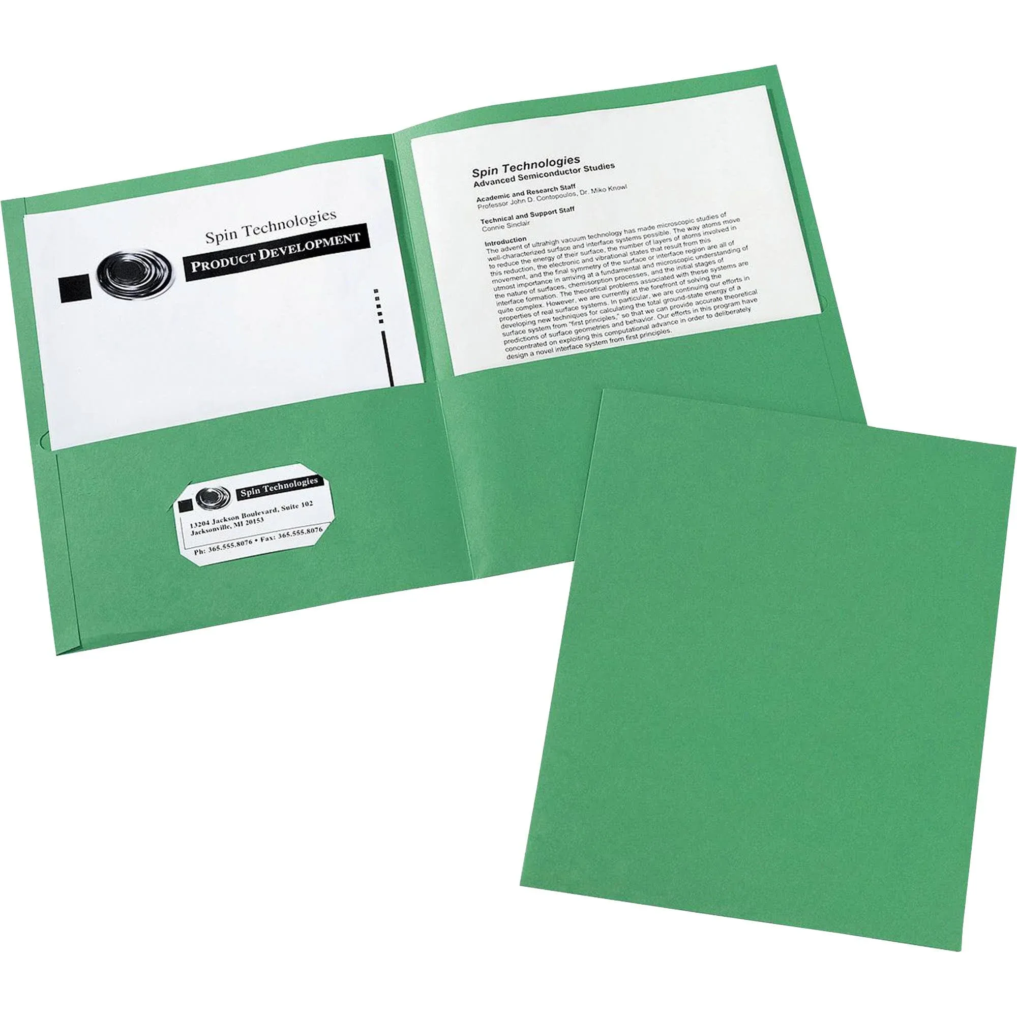 Two-Pocket Folder, 40-Sheet Capacity, 11 x 8.5, Green, 25/Box