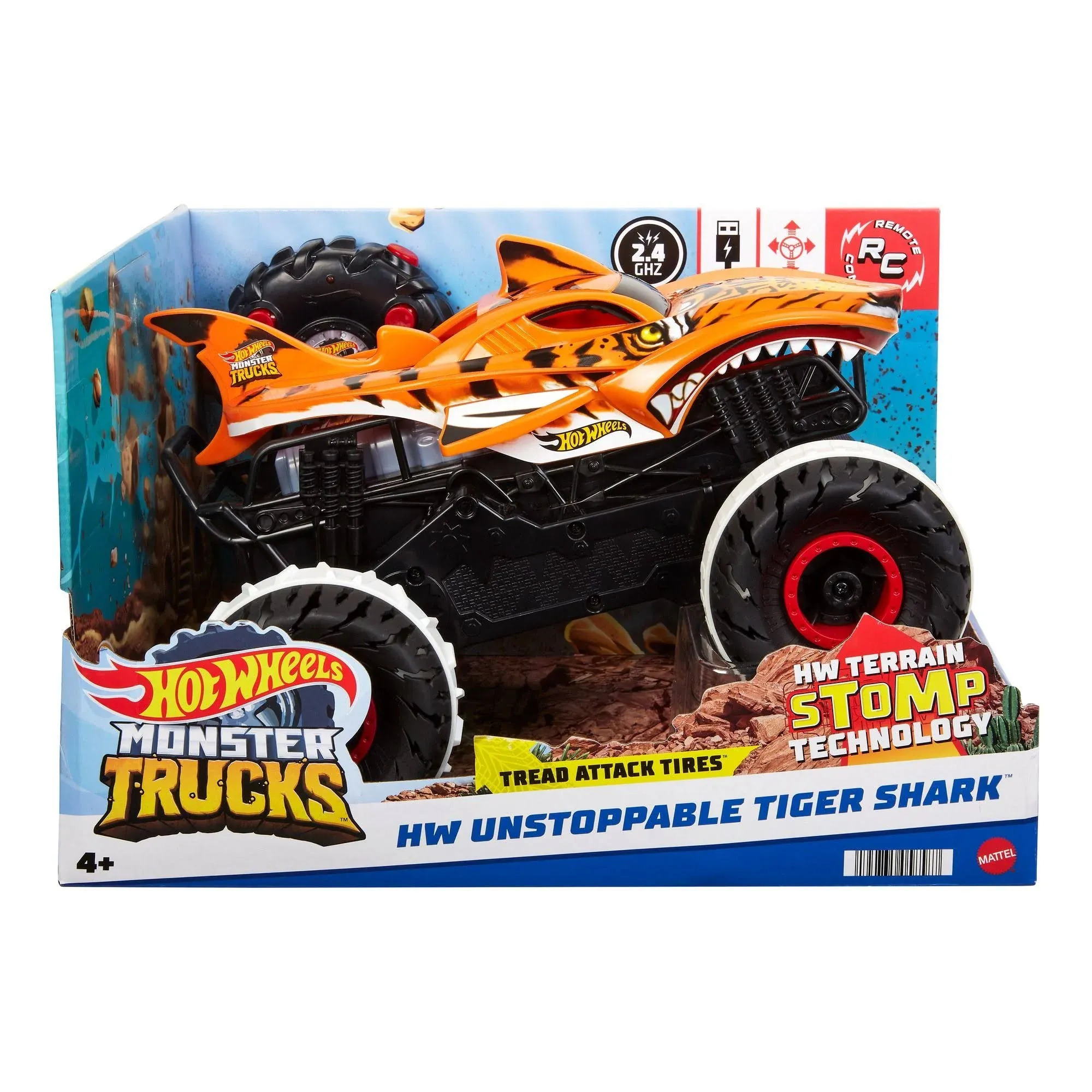 Hot Wheels Monster Trucks Remote Control Unstoppable Tiger Shark