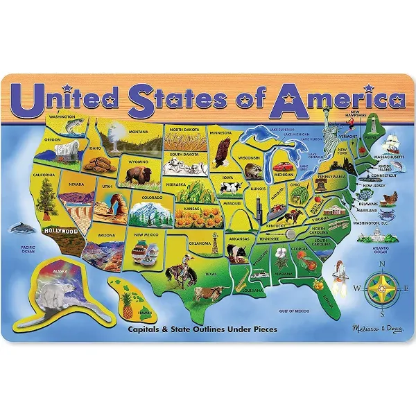 MD3797 UNITED STATES OF AMERICA WOODEN JIGSAW PUZZLE