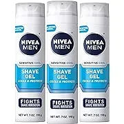 Nivea Men Sensitive Cooling Shave Gel with Chamomile and Seaweed Extracts, 3 Pack of 7 oz Cans