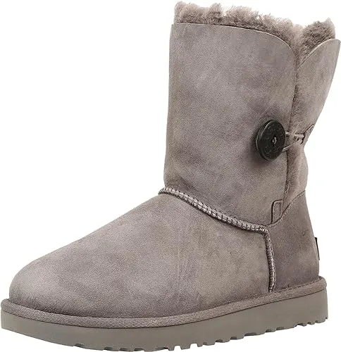 UGG Bailey Button Mini II Grey Fur Boots Womens Size 8