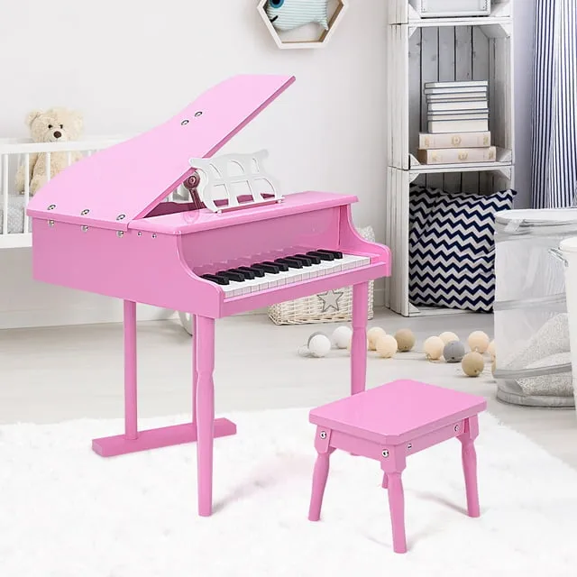 30-Key Children Grand Piano with Bench -Pink