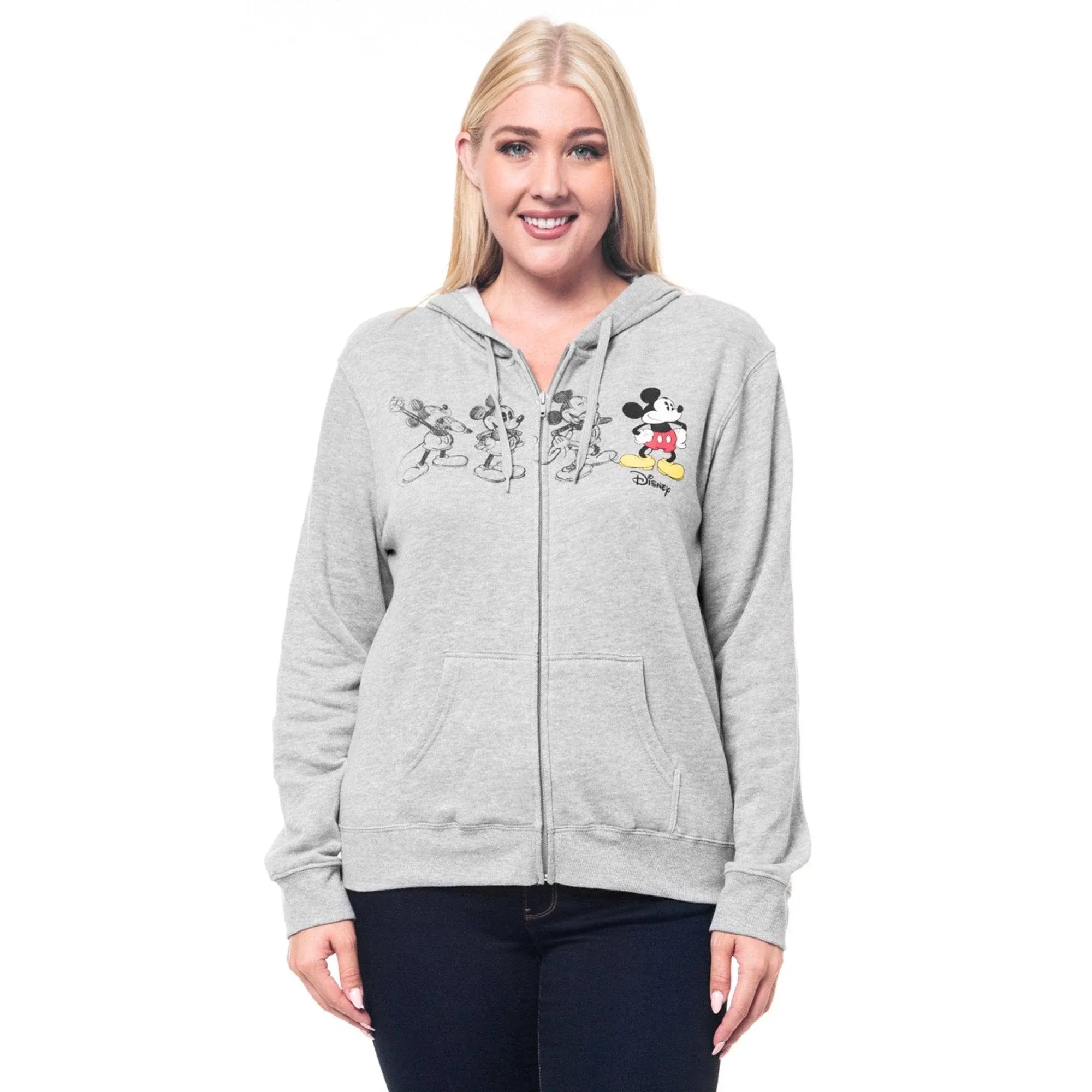 Disney Mickey Mouse Women's Zipup Hoodie Jacket Gray