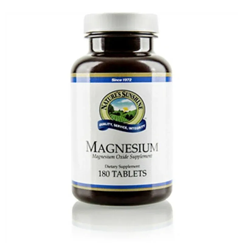 Nature's Sunshine Magnesium, 250 mg, 180 Tablets | Supports Both The Nervous and Structural Systems by Helping Muscles Relax and Maximize Energy Production