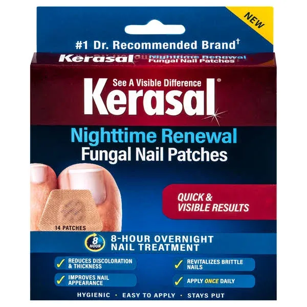 Kerasal Fungal Nail Nighttime Nail Patches, Restores Discolored or Damaged Nails, 14 Ct