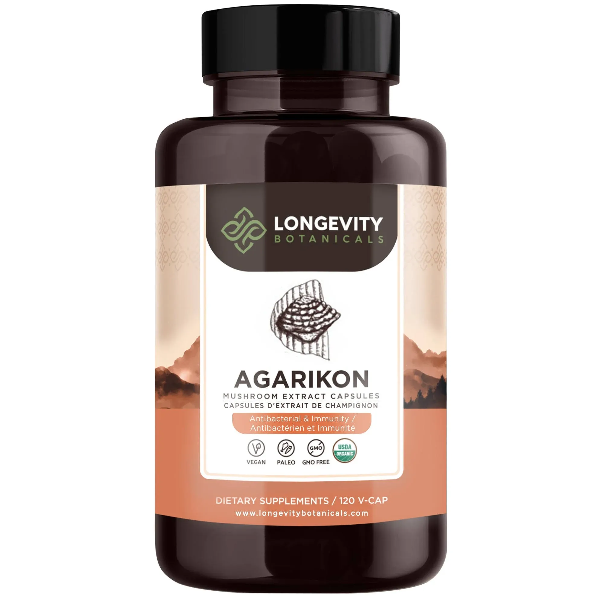 Longevity Botanicals Wildcrafted Agarikon Mushroom Capsules - Ultra Concentrated Agarikon Mushroom Supplement - Promotes a Balanced Immune System - 100% Fruiting Body - 120 Capsules