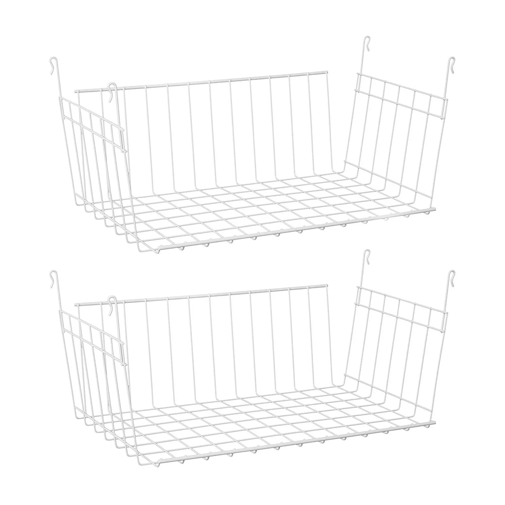 ClosetMaid 17 in Wide Hanging Basket for Wire Shelving Organizer, White (2 Pack)