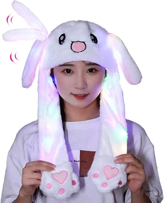 Ahn'Qiraj Cute Bunny Hat Ear Moving Jumping Hat Funny Animal Plush Rabbit Hats ...