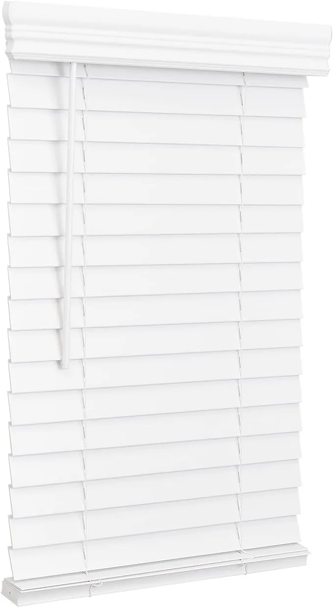 Lotus & Windoware Cordless, 2 Inch Faux Wood Blind, 31" Wide x 72" Long, Window Blinds, Blinds & Shades, Blinds for Indoor Windows, Embossed, Bright White, (Actual Size - 30.5" x 72")