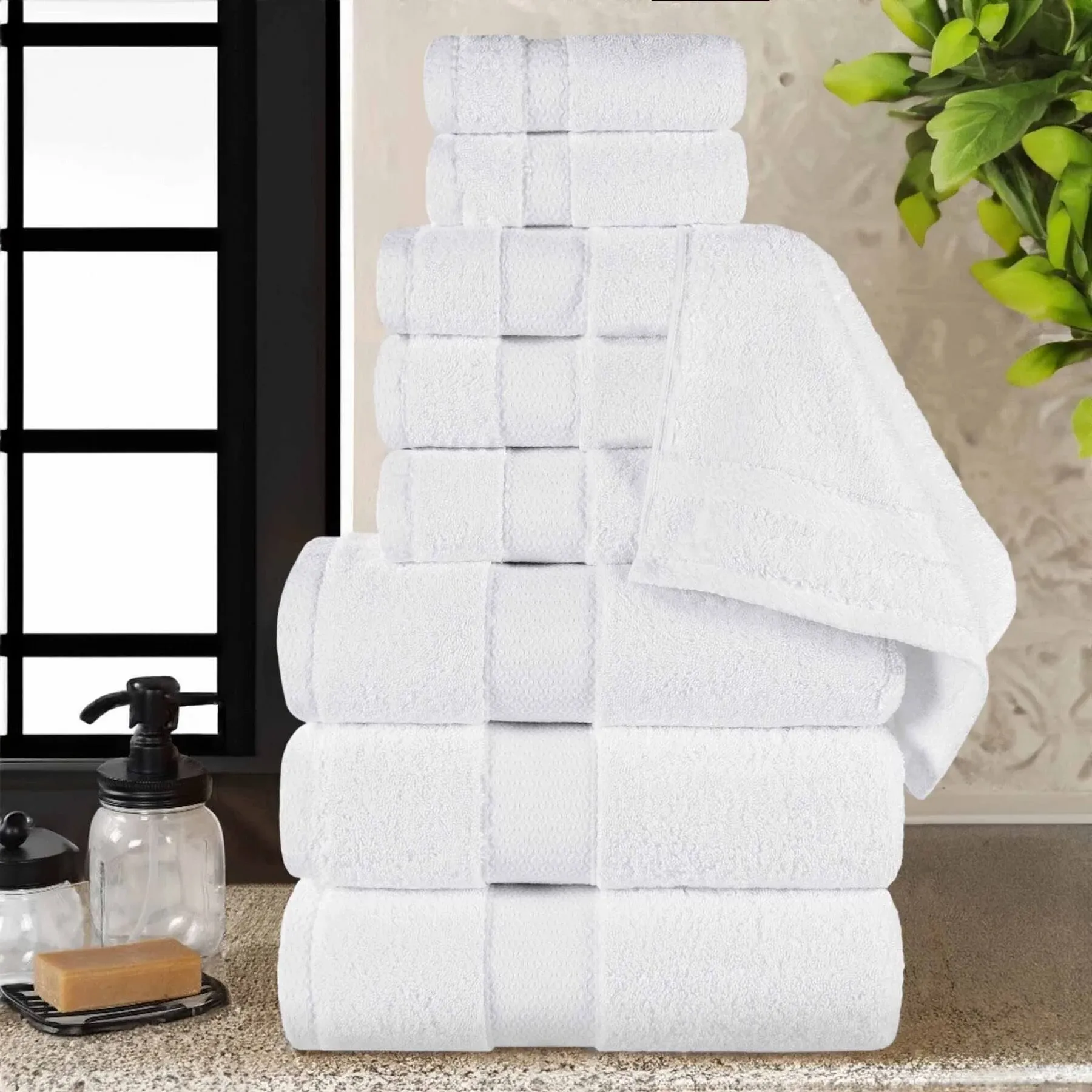 Niles Egyptian Giza Cotton Plush Heavyweight Soft 9 Piece Towel Set