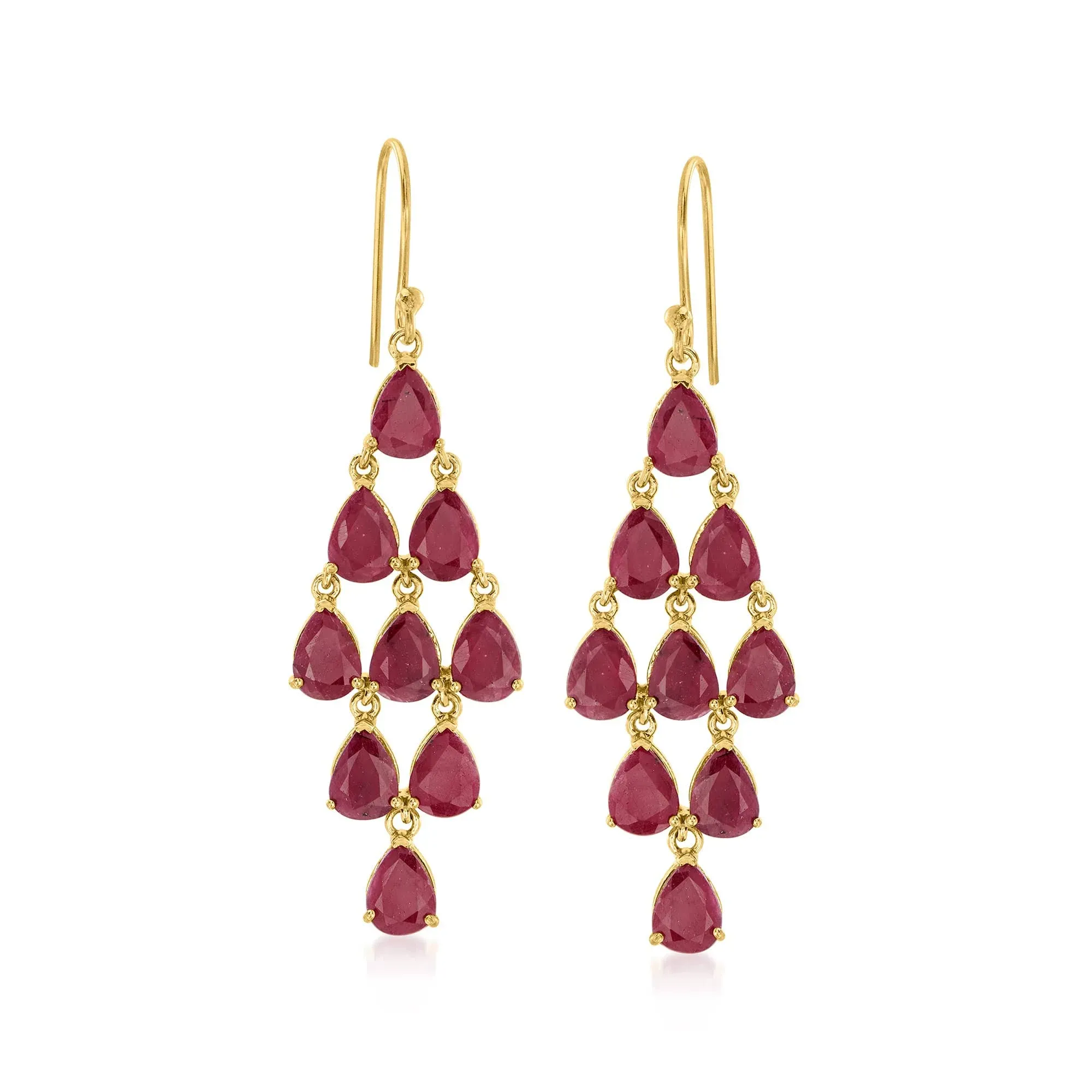 Ross-Simons 12.00 ct. t.w. Ruby Chandelier Earrings in 18kt Gold Over Sterling  | eBay