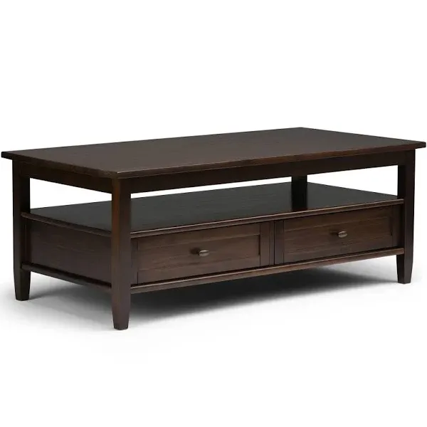 Simpli Home Warm Shaker SOLID WOOD Wide Transitional Coffee Table