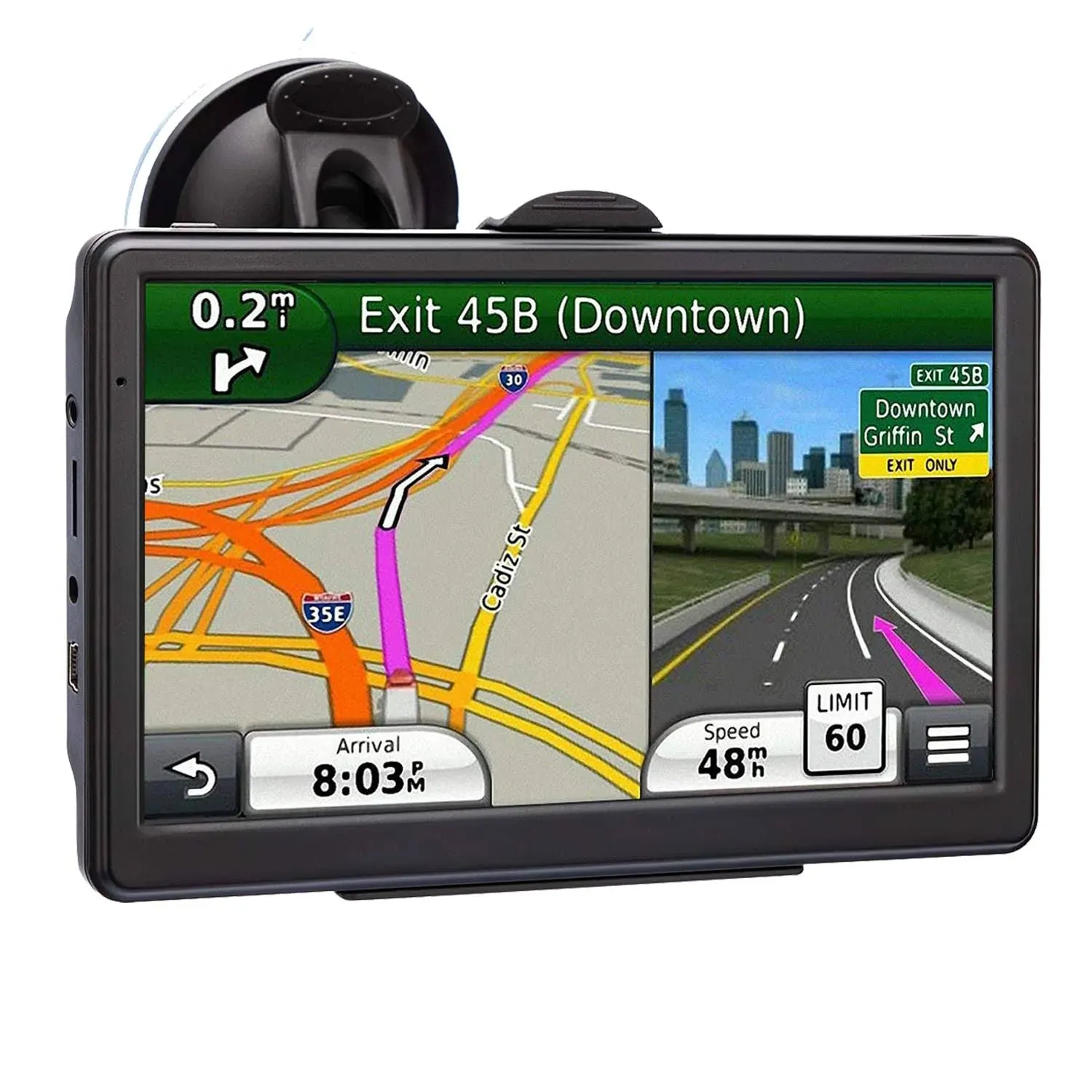 GPS Navigation for Car, 2022 Map 7 inch Touch Screen Car GPS, Voice Turn Direction Guidance, Support Speed and Red Light Warning, Pre-Installed North