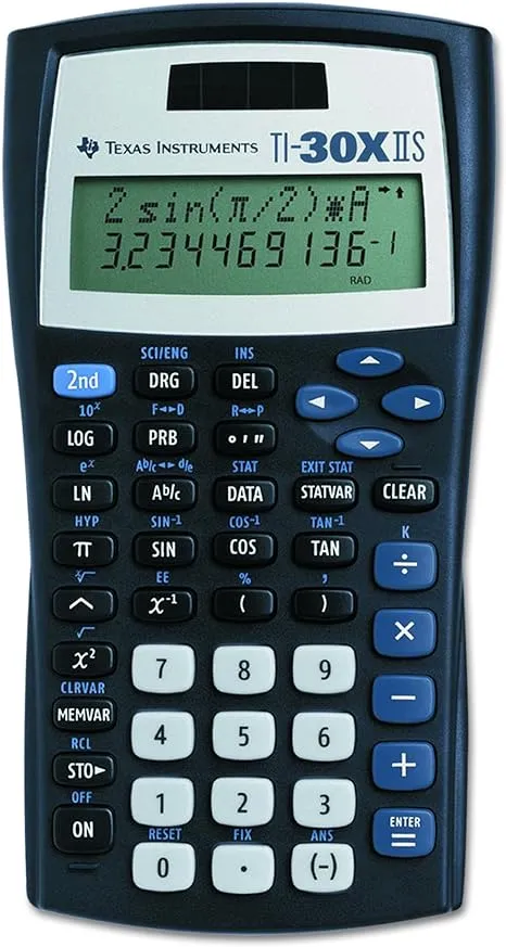 Texas Instruments TI-30X IIS Scientific Calculator, 10-Digit LCD, Blue