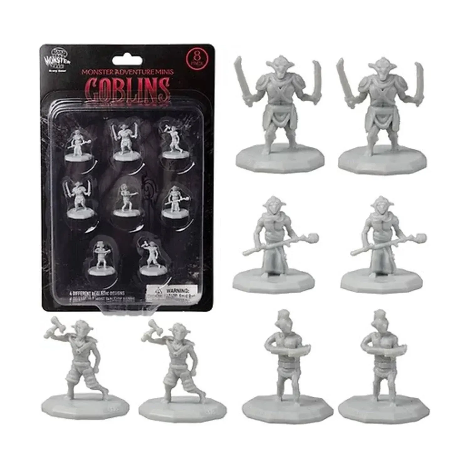 Halloween Fantasy Goblin Mini Figures 8 Unpainted Unique Designs 1" Hex-Sized, Compatible with DND, Pathfinder & Tabletop RPGs Realistic Sculpts for Spooky Campaign, Games, and Family Party